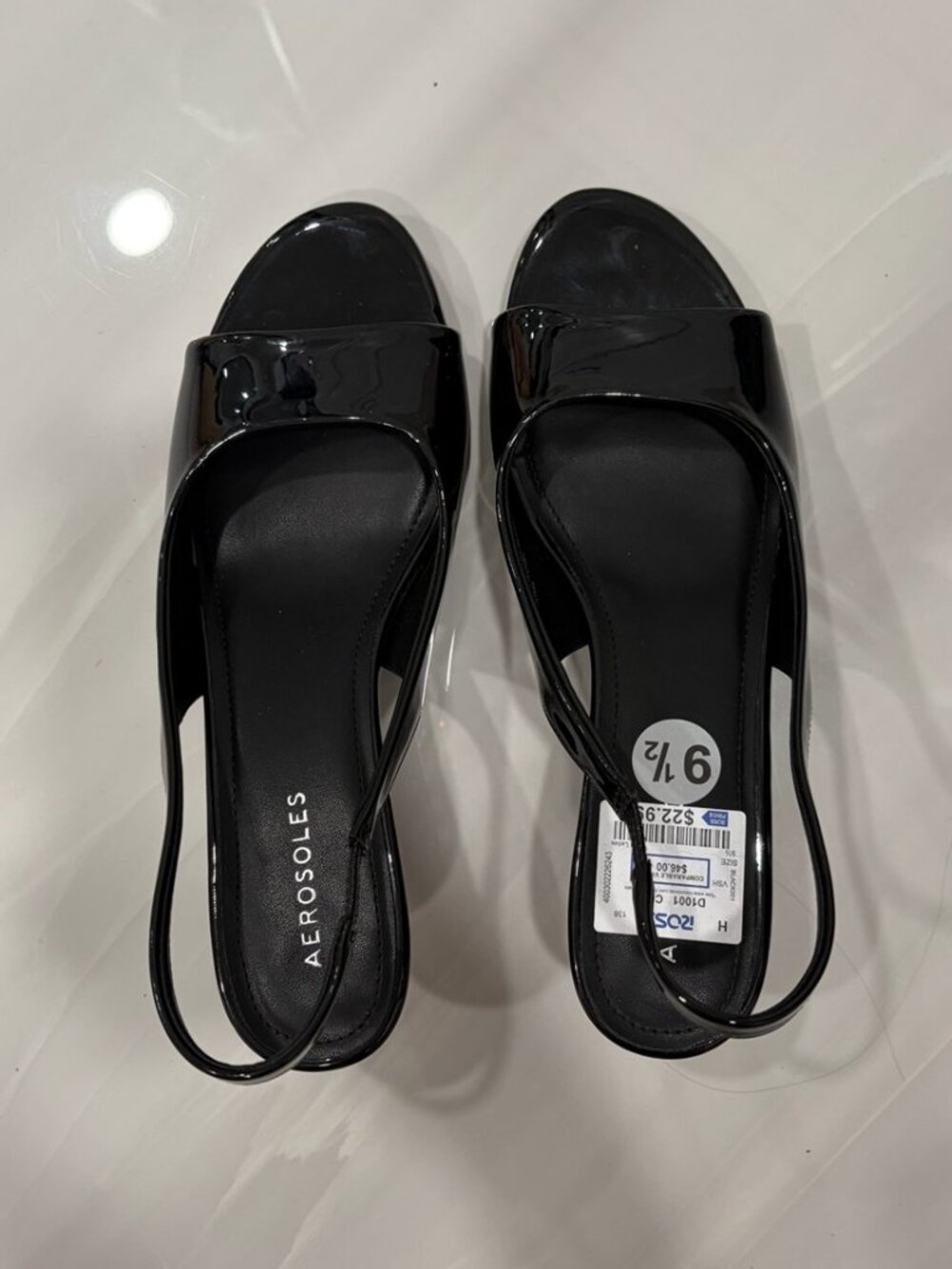 Black Patent Slingback Kitten Heels